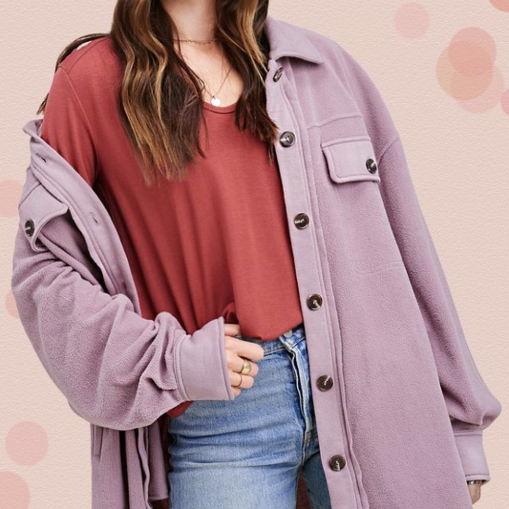 ASTORIA Mauve Soft Fleece Shacket w/ Pockets - Picture 6 of 11